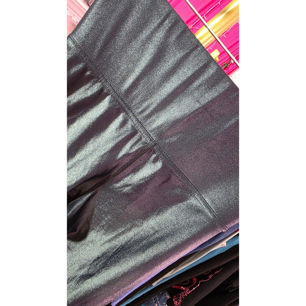 Carbon38 Metallic High Rise Leggings Small Black Shimmer 7/8 Yoga Pants - Picture 7 of 8